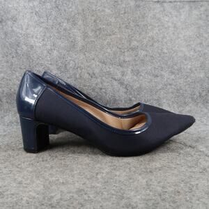 Abella True Comfort Shoes Womens 8 Pumps Point Toe Block Heel Blue High Heels